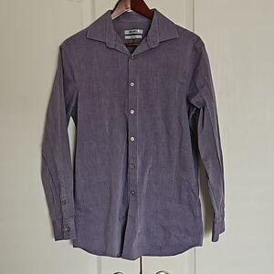 DKNY Men's Slim Fit Long Sleeves Button-Down Cotton Shirt Lavender 15- 32/33